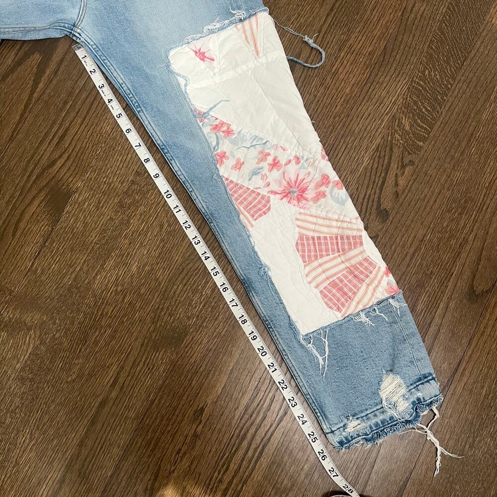 Mother x Carolyn Murphy Distressed Patchwork Tomcat Ankle Undone Jeans Size 27 - Picture 16 of 16